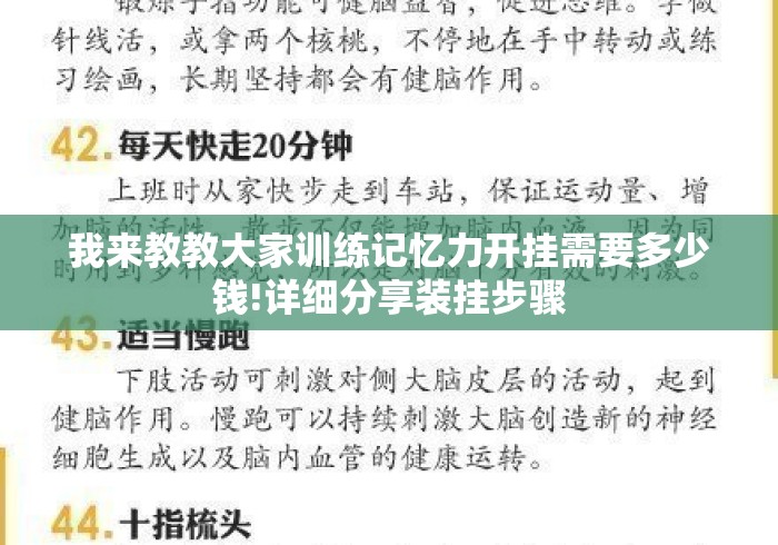 我来教教大家训练记忆力开挂需要多少钱!详细分享装挂步骤