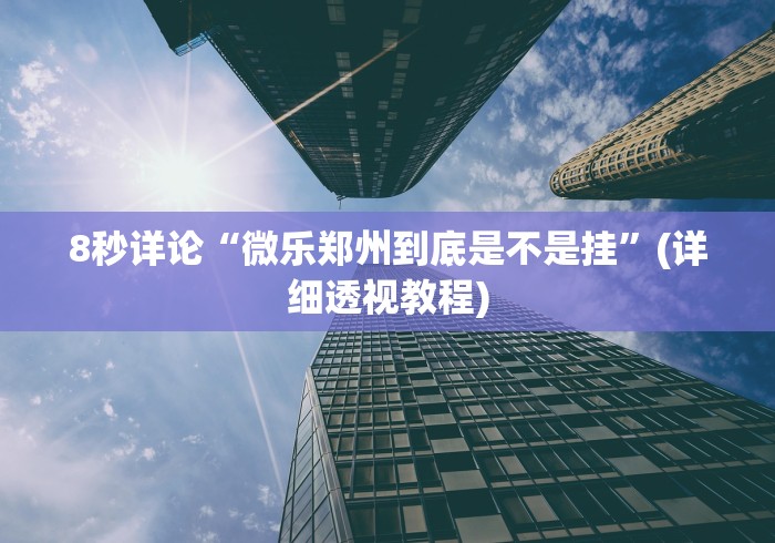 8秒详论“微乐郑州到底是不是挂”(详细透视教程)